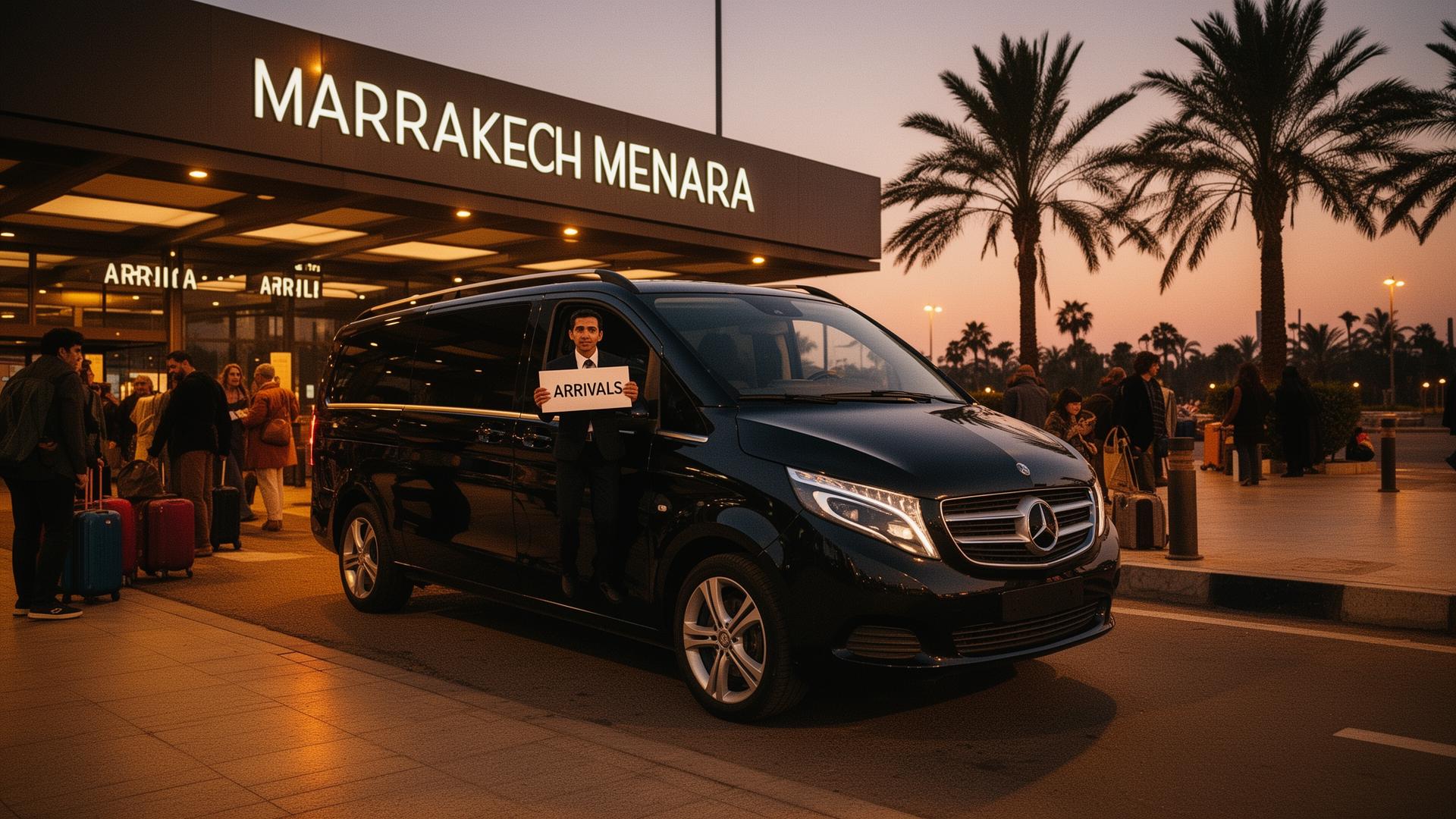 Black-car private airport transfer driver at Marrakech